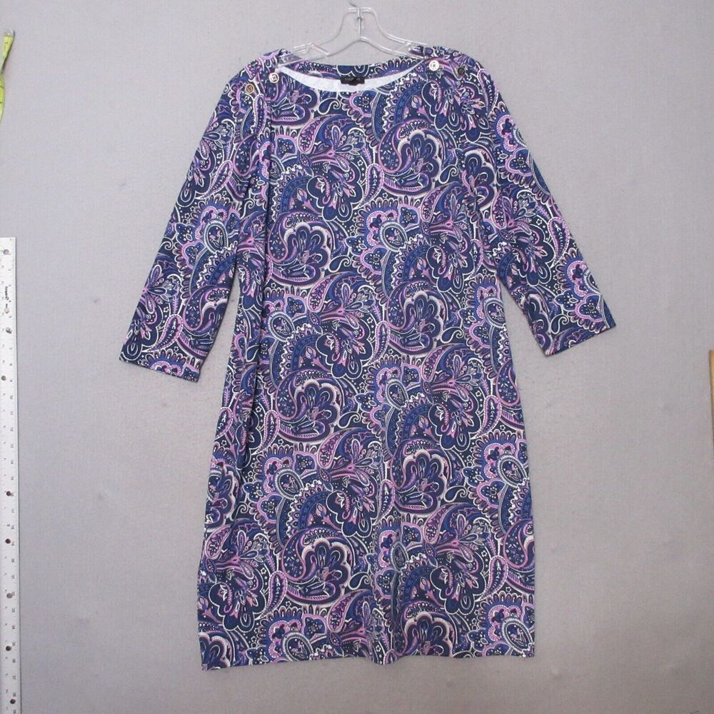 Talbots Dress XLP Petite Purple Floralβ Paisley Nylon Spandex Career Office